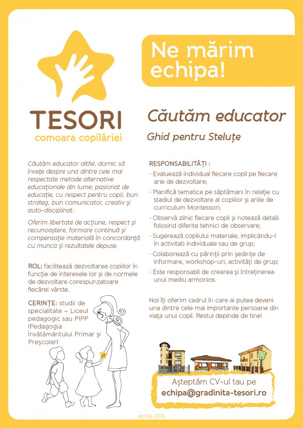 afis recrutare educator Tesori A3 2016_educatoare