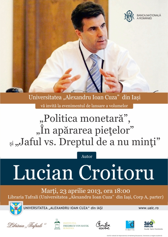 Lucian Croitoru lansează 3 volume la UAIC