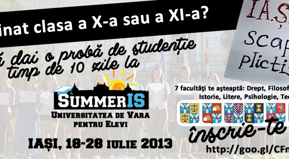 Zece zile de studenţie pentru elevii de liceu, în cadrul SummerIS