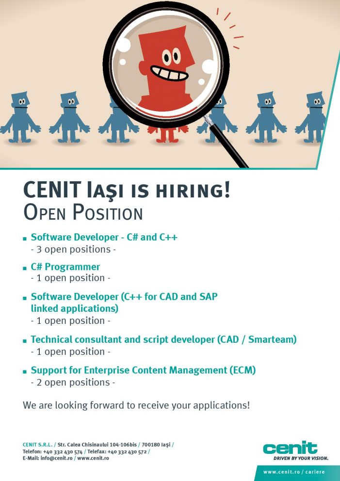 Locuri de muncă în programare şi consultanţă tehnică disponibile la CENIT