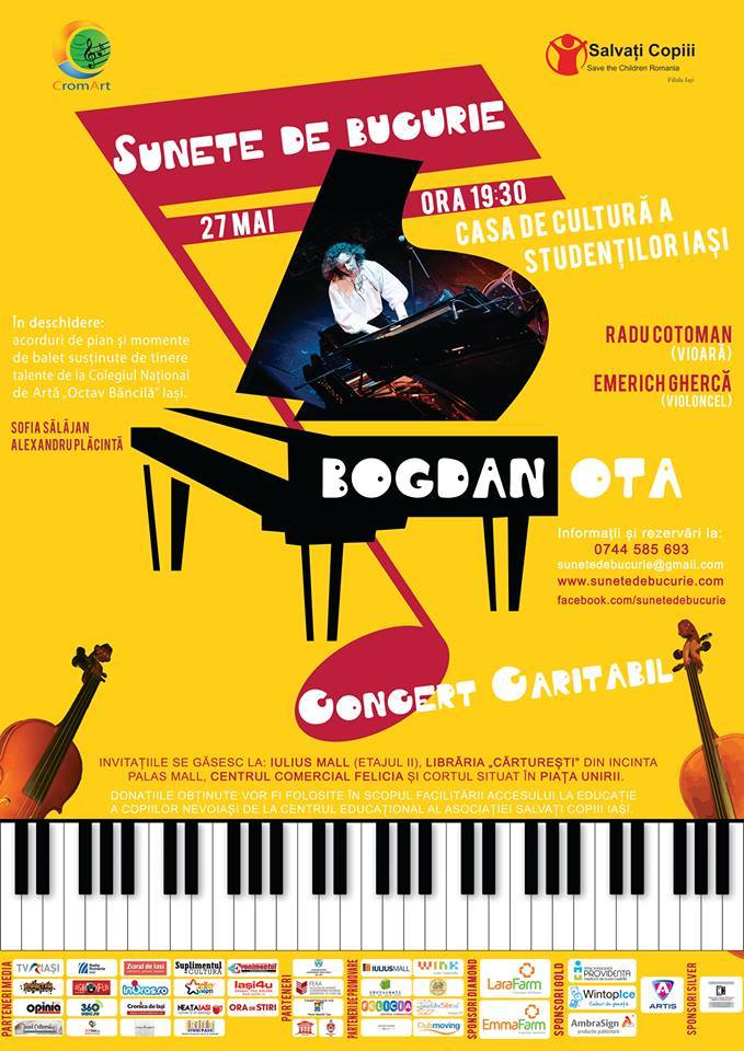 „Sunete de bucurie” – concert caritabil cu pianistul Bogdan Ota
