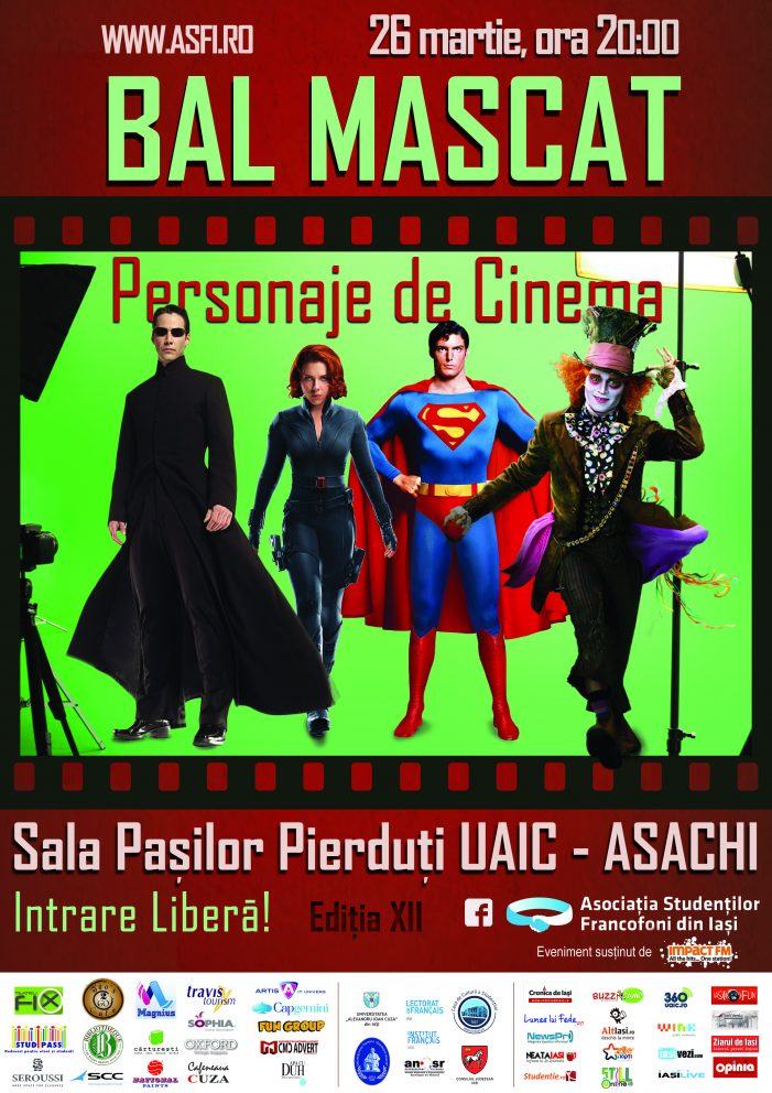 Personajele de cinema sunt invitate la Balul Mascat Francofon