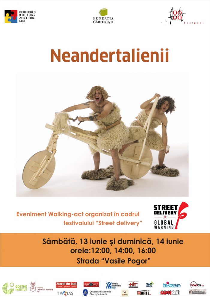 Spectacole în aer liber: „Neandertalienii” în cadrul festivalului “Street delivery”
