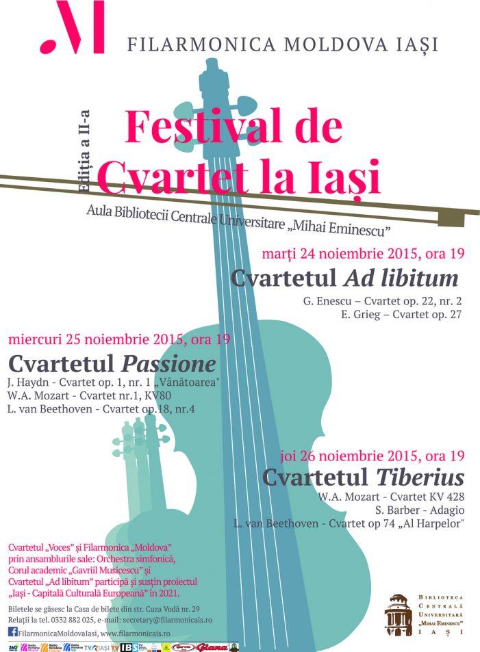 Festivalul de Cvartet la Biblioteca Centrală Universitară „Mihai Eminescu” din Iași