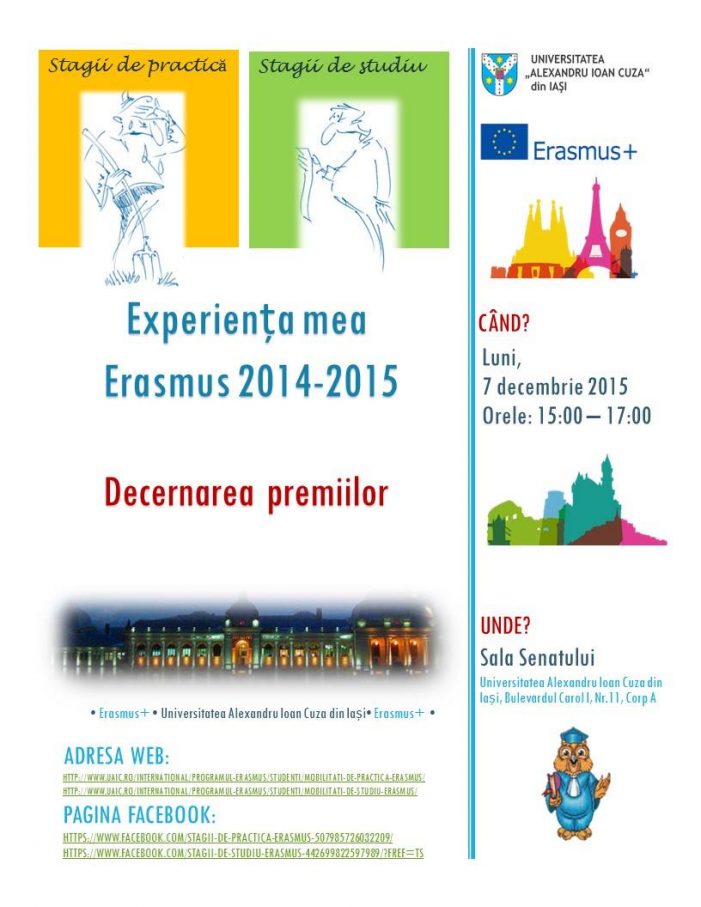 Concursul Experienţa mea Erasmus 2014-2015, la final