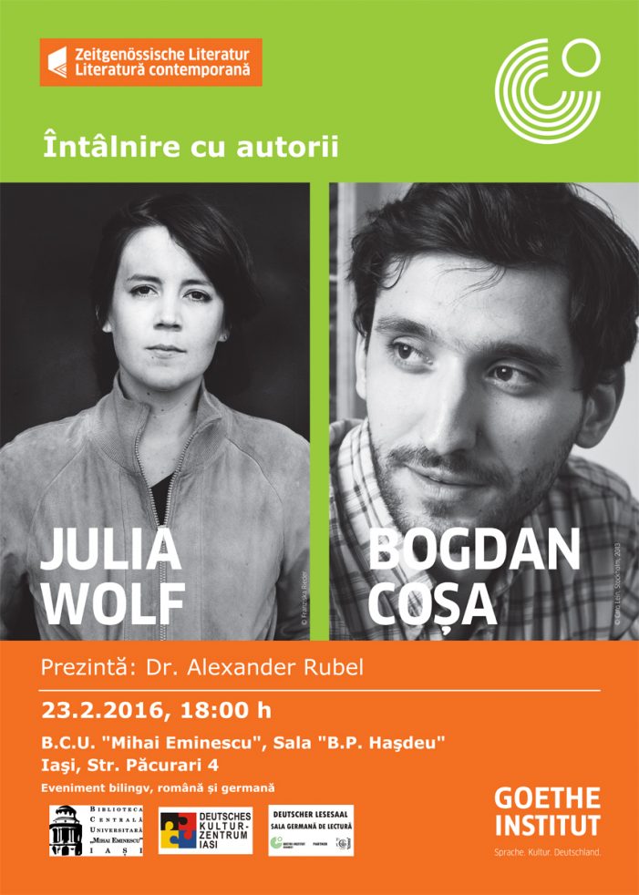 Întâlnire cu autorii Julia Wolf (Berlin) și Bogdan Coșa (București)