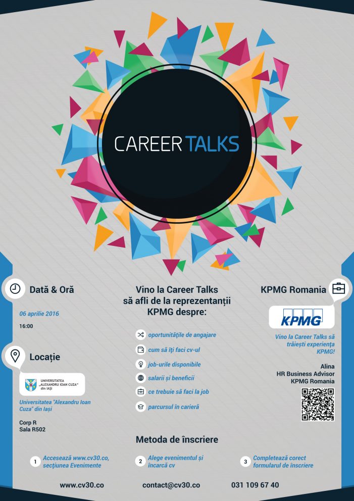 Înscrie-te la evenimentul Career Talks din Universitate și află mai multe despre viitorul carierei tale