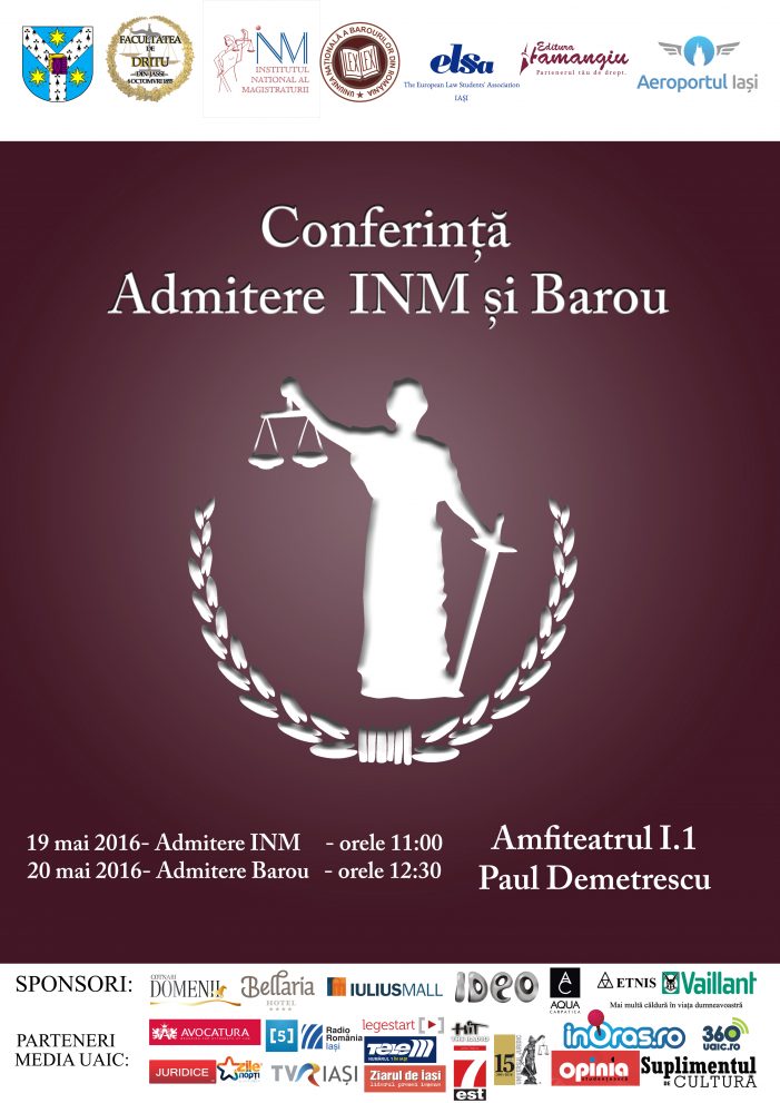 Conferința „Admiterea INM și Barou” la Facultatea de Drept