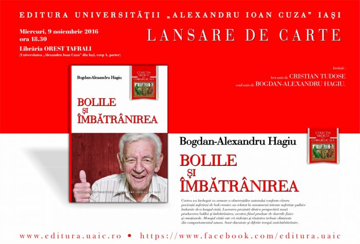 Lansare de carte la Librăria-Cafenea Tafrali: volumul „Bolile și îmbătrânirea”, de Bogdan-Alexandru Hagiu
