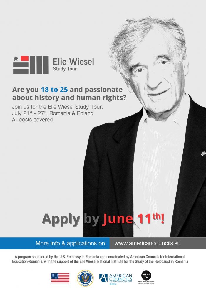 Ambasada SUA oferă 25 de burse pentru Elie Wiesel Study Tour