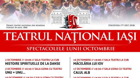 Spectacolele lunii octombrie la Teatrul Național „Vasile Alecsandri” din Iași