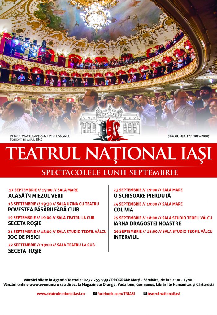 Începe o nouă stagiune la Teatrul Național „Vasile Alecsandri” din Iași