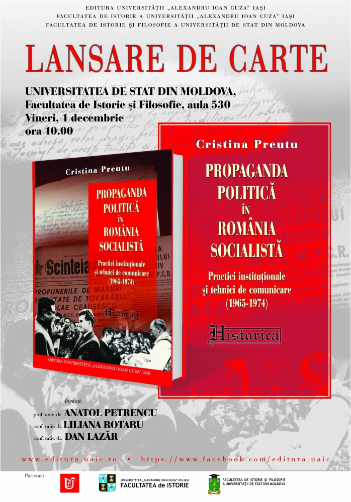 Lansare de carte la Chișinău: „Propaganda politică în România socialistă”, de Cristina Preutu