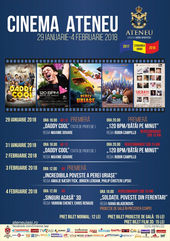 Programul cinematografului Ateneu în perioada  29 ianuarie – 4 februarie 2018