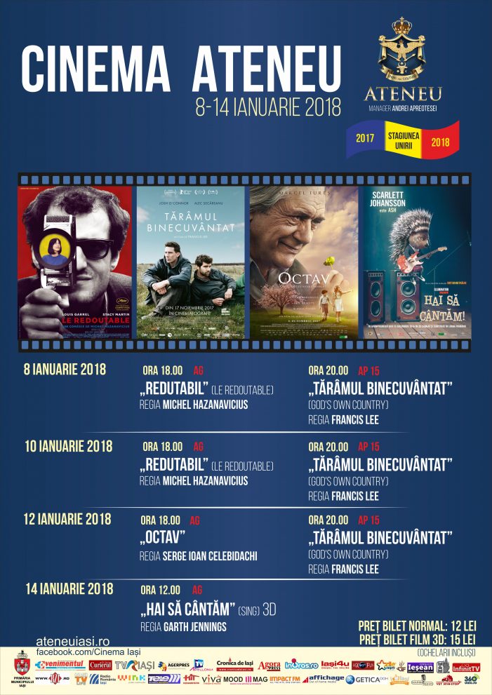 Programul cinematografului Ateneu în perioada 8-14 ianuarie 2018
