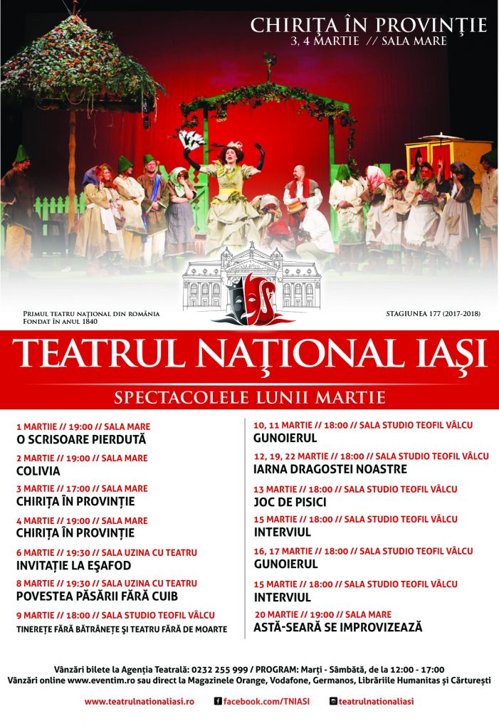 Programul Teatrului National Iași în luna martie