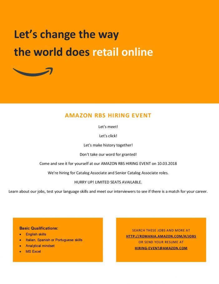 Amazon organizează un eveniment de recrutare