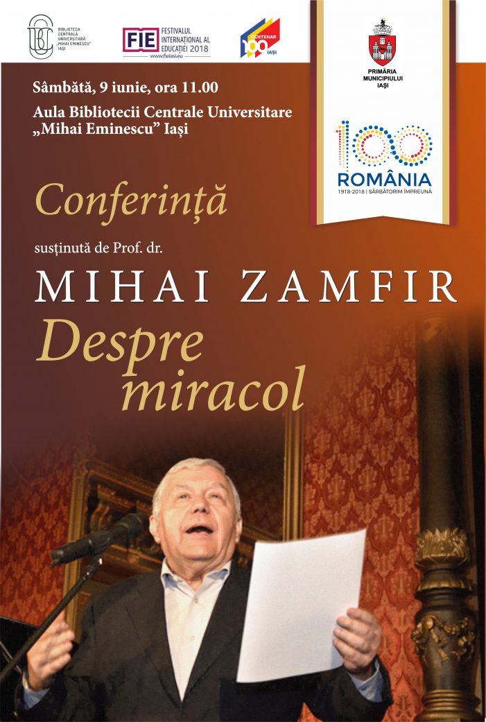 BCU va găzdui conferința „Despre Miracol”, susținută de prof.univ.dr. Mihai Zamfir de la Universitatea din București