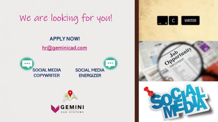 Gemini CAD Systems recrutează Specialist Social Media – Coordonator și Energizer