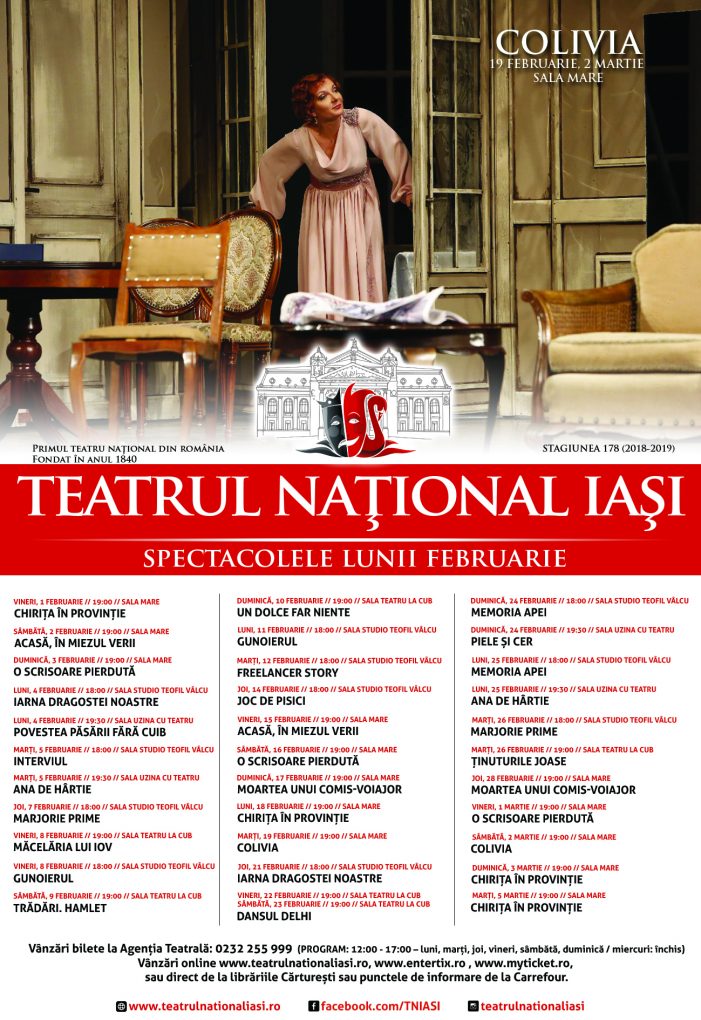 Spectacolele lunii februarie la Teatrul Național Iași