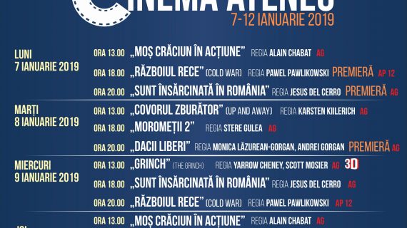 Programul cinematografului Ateneu în perioada 7-12 ianuarie 2019
