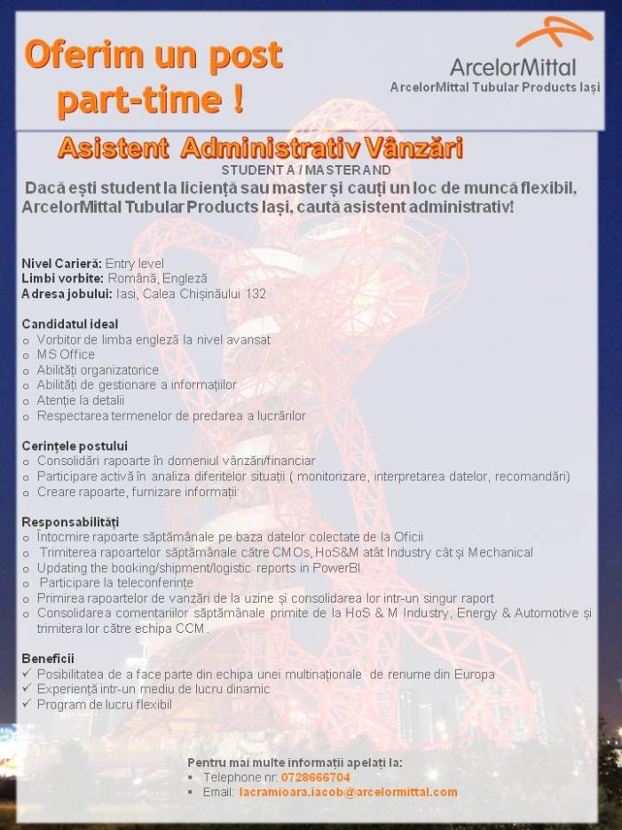 Internship la SC ArcelorMittal Iași