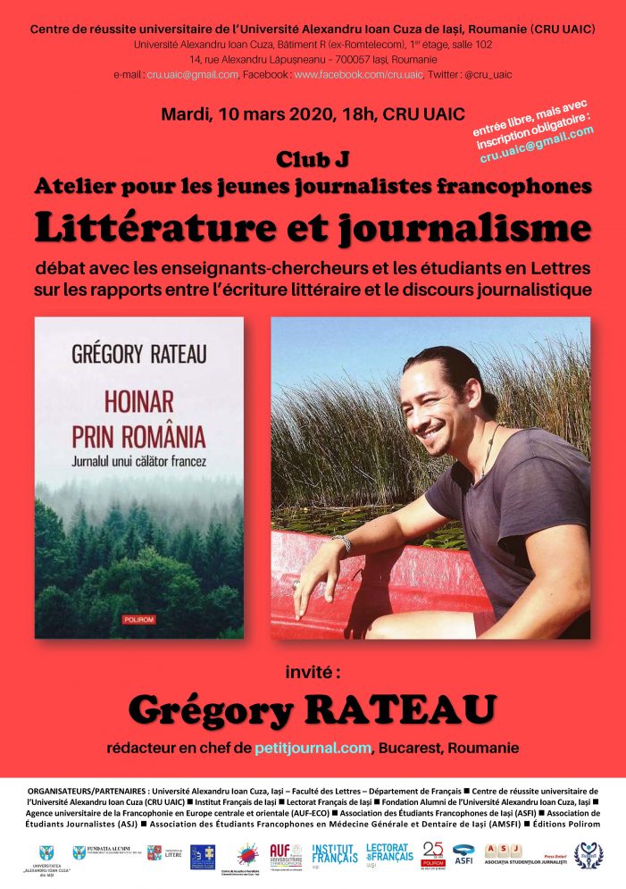 Club J: Atelier pentru tinerii jurnaliști francofoni-Literatură și jurnalism: dezbatere despre raporturile dintre textul literar şi discursul jurnalistic