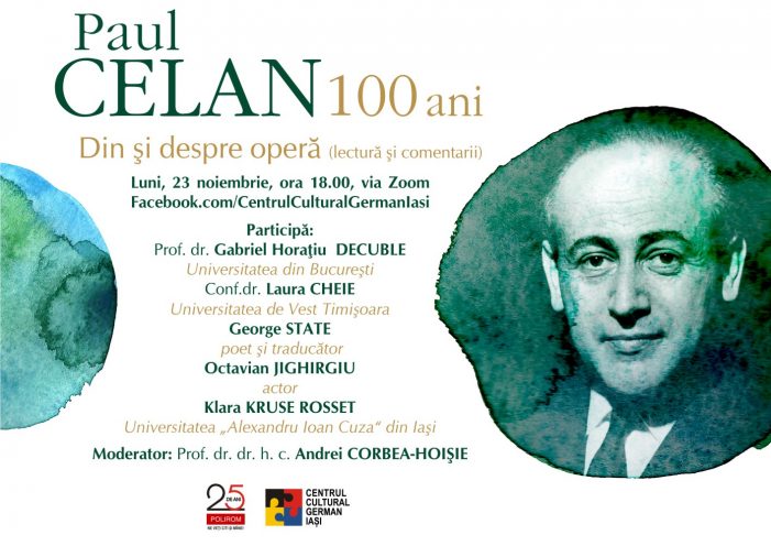 Paul Celan – 100 ani. Din și despre operă