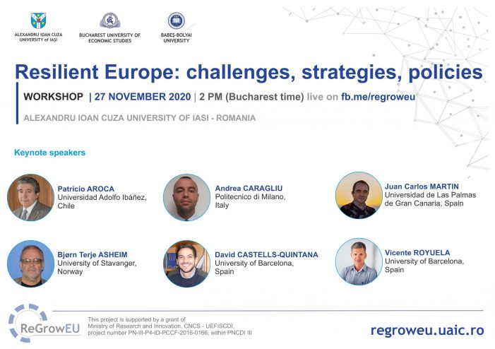 Centrul de Studii Europene al UAIC organizează workshop-ul Resilient Europe: challenges, strategies, policies
