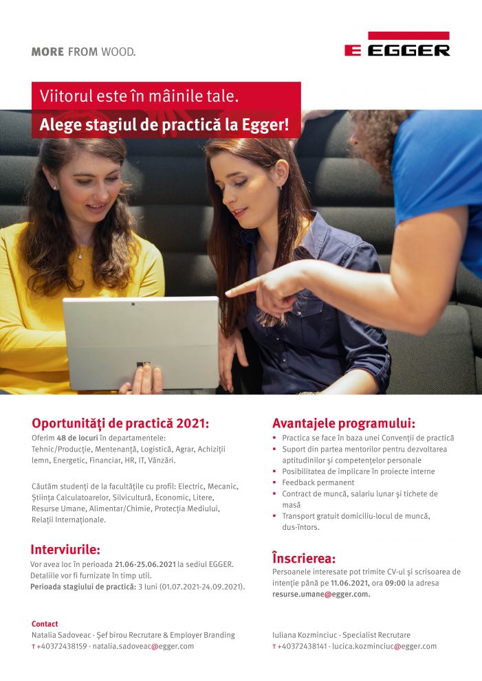 Oportunități de practică în cadrul companiei EGGER România