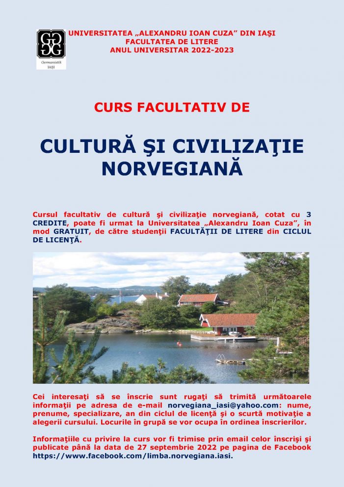 Facultatea de Litere organizează cursuri de limbă, cultură și civilizație norvegiene