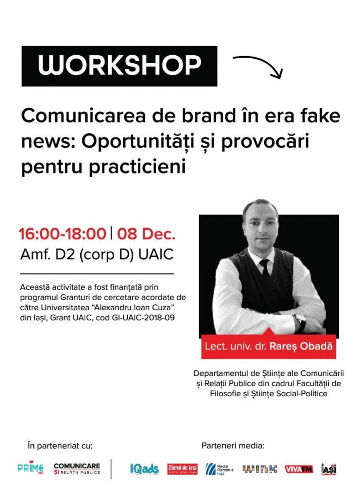 Workshop: „Comunicarea de brand în era fake news: oportunități și provocări pentru practicieni”