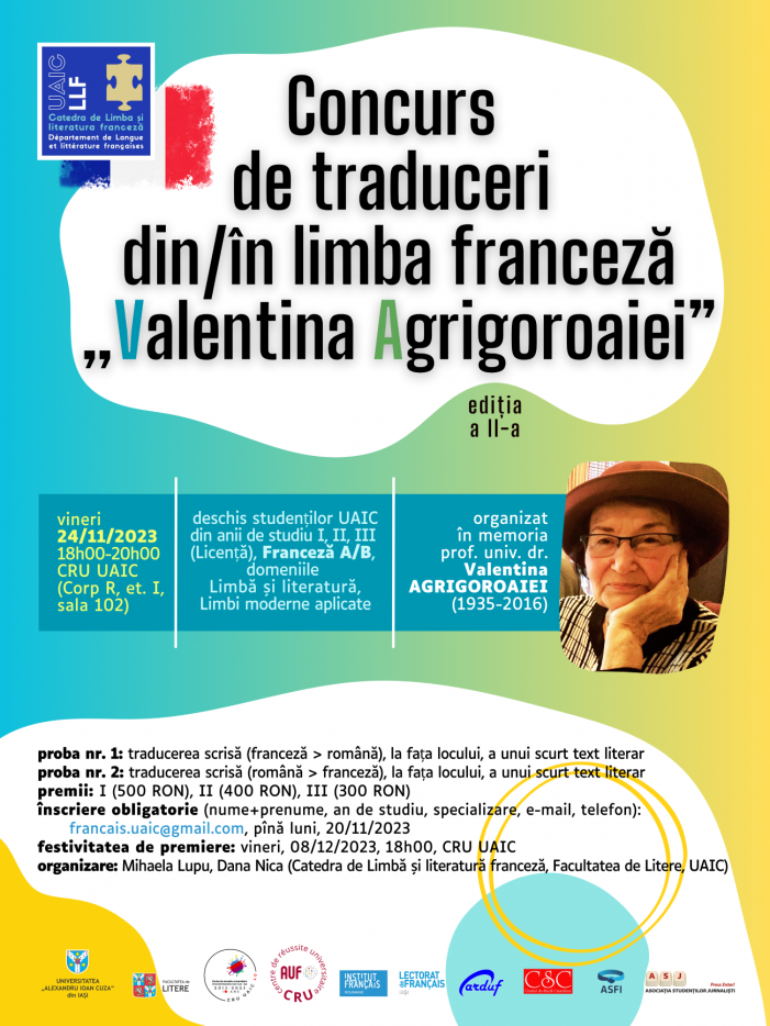 Concursul de traduceri din/în limba franceză „Valentina Agrigoroaiei”, ediția a II-a
