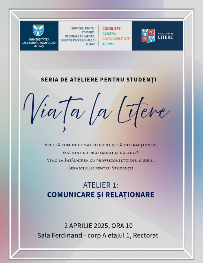 Viața la Litere – Serie de ateliere pentru studenți