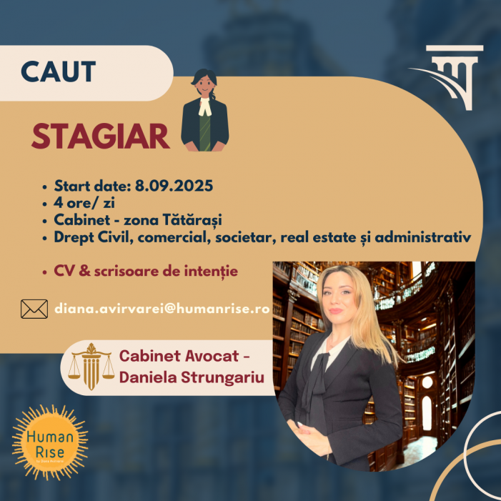 Oportunitate de stagiu la cabinet de avocatură