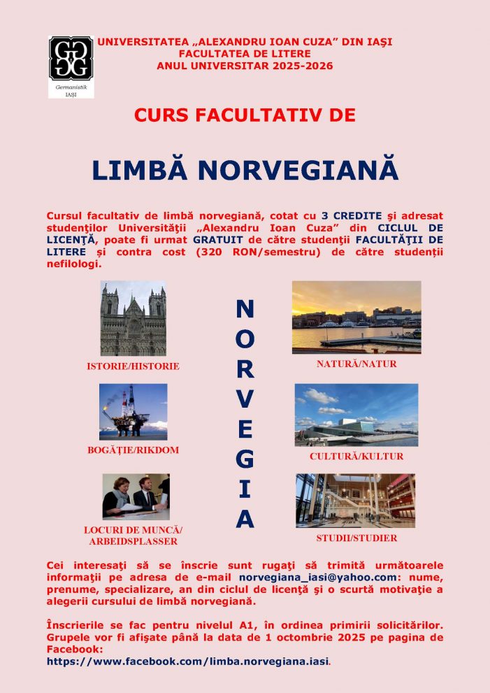 Cursuri facultative de limbă norvegiană la UAIC