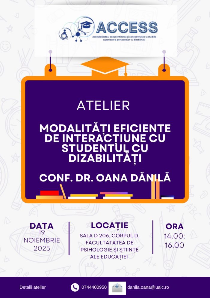 Atelier de formare pentru angajații UAIC: „Modalități eficiente de interacțiune cu studentul cu dizabilități”