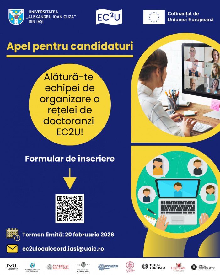 Apel la candidaturi pentru echipa de organizare a rețelei de doctoranzi EC2U