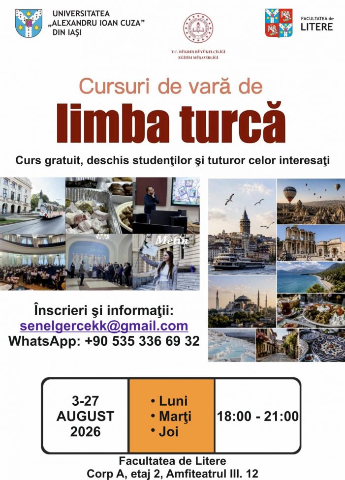 UAIC organizează cursuri intensive gratuite de limba turcă