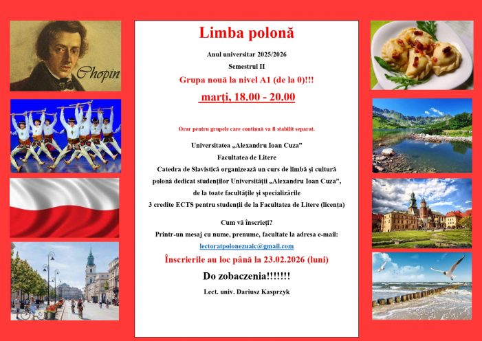 Cursuri facultative de limba polonă în anul universitar 2026/2027